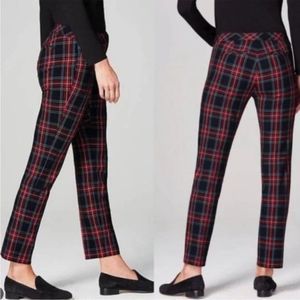 J. Jill Premium Bi-Stretch Plaid Straight Leg Cropped Pants Red Black Size 8P